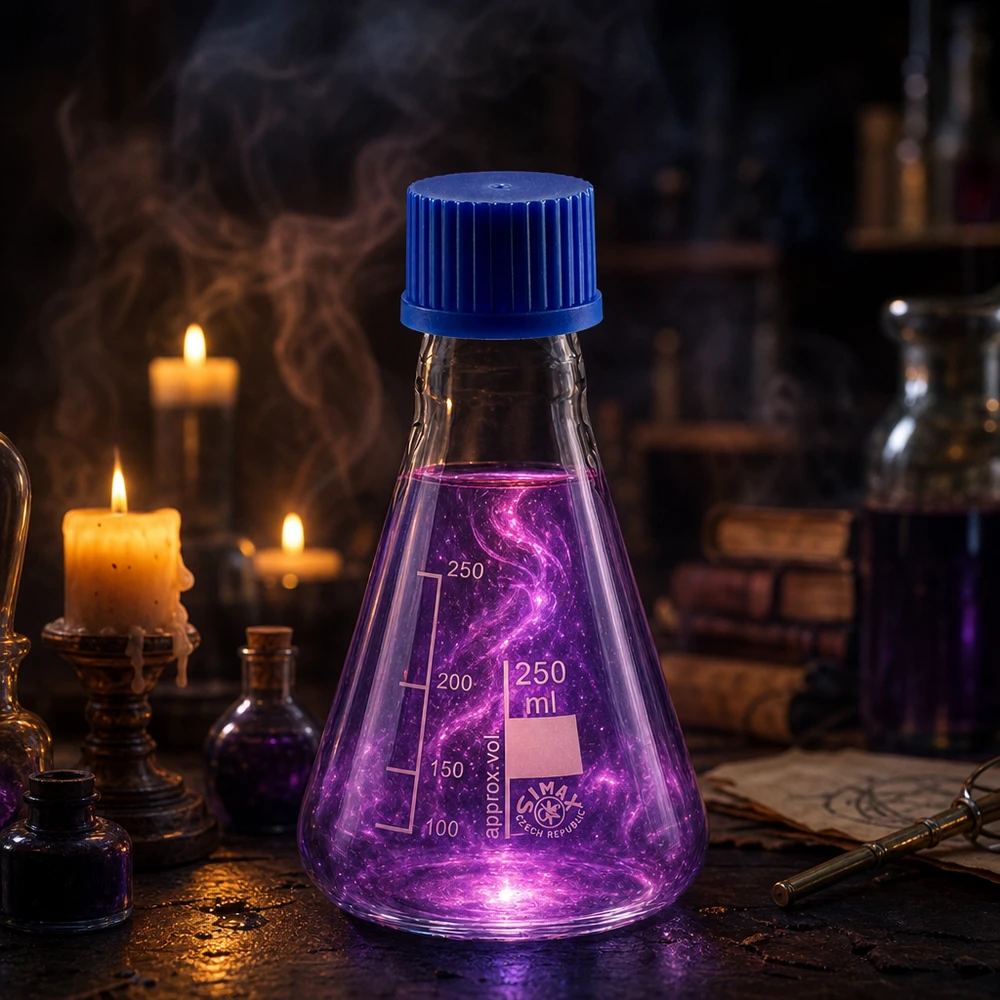 Erlenmeyerkolben 250ml mit Schraubkappe Erlenmeyerkolben 250ml Glas mit blauer Schraubkappe für professionelle Laboranwendungen bei Pacadura.de