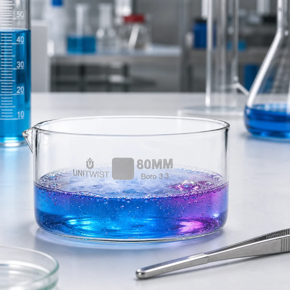 Kristallisierschale 80mm Borosilikatglas Boro 3.3 UNiTWIST für Labor und Gewerbe professionelle Qualität