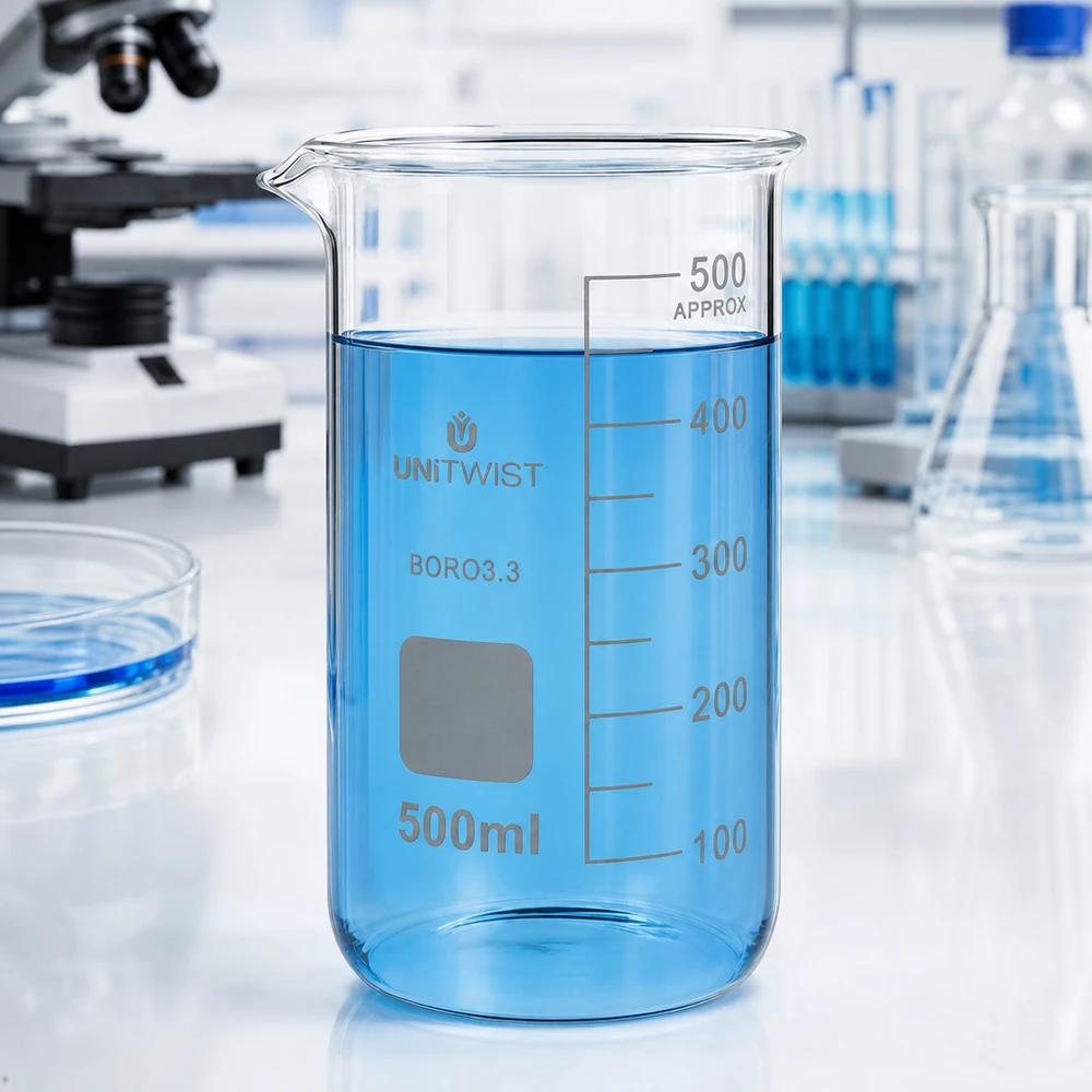 Becherglas 500ml Borosilikat, hohe Form UNiTWIST Becherglas 500ml hohe Form Borosilikat 3.3 UNITWIST für Labor und Gewerbe graduiert