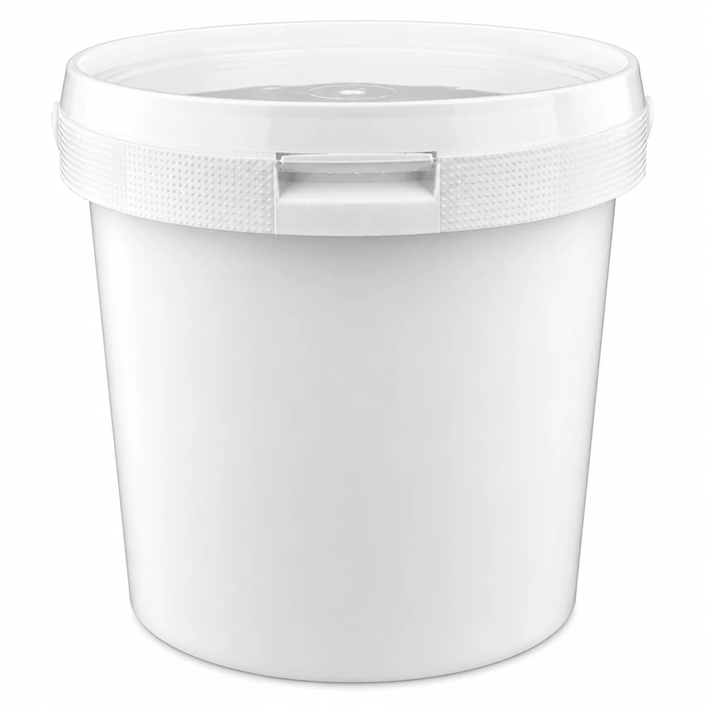 Eimer 2.5L aus weißem Kunststoff Polypropylen mit Deckel Weißer Kunststoffeimer 2,5L aus PP mit Sicherheitsdeckel für gewerblichen Einsatz