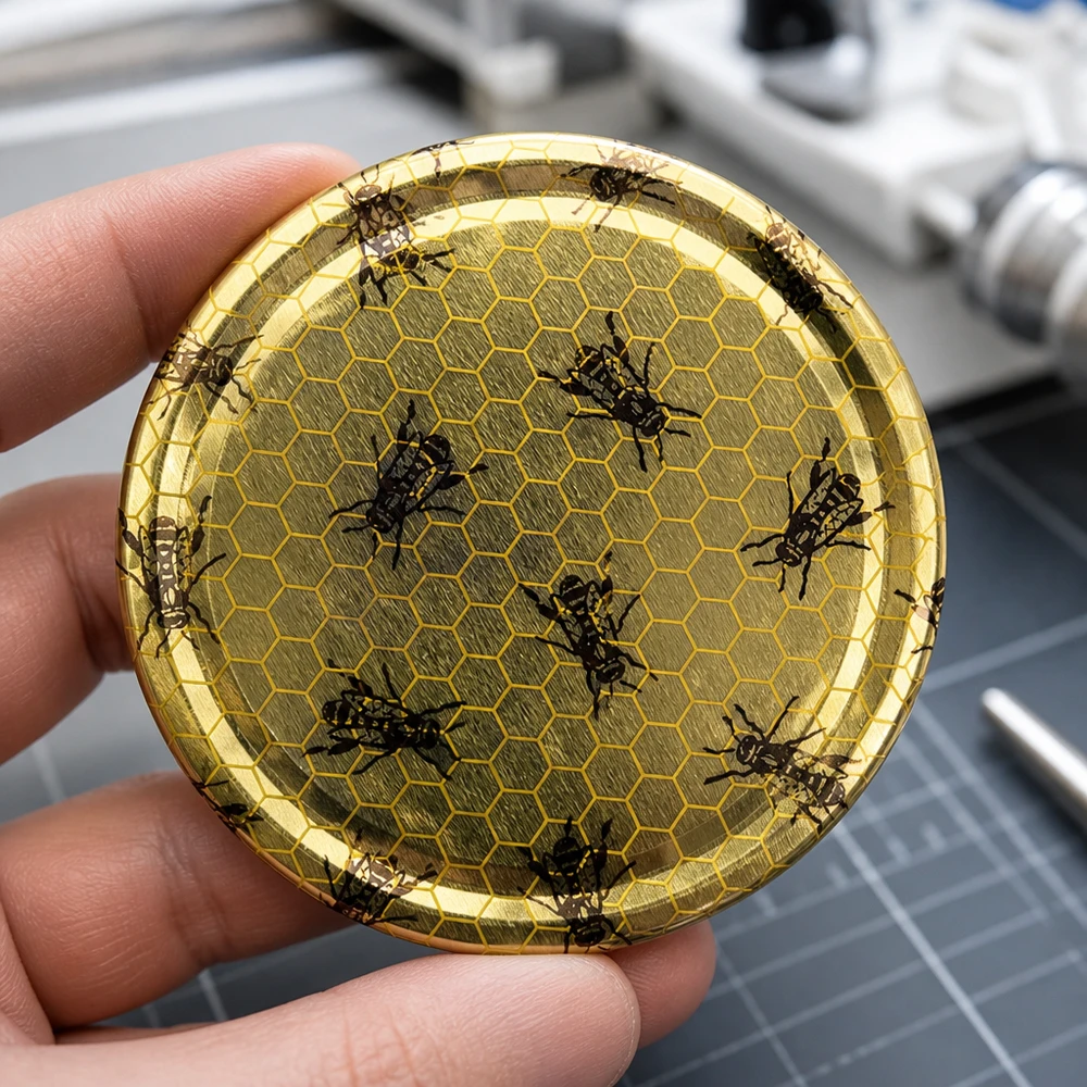 82mm BasicSeal TO82 Twist-Off-Deckel Bienenwabe-Motiv gold für Einmachgläser Großhandel Pacadura