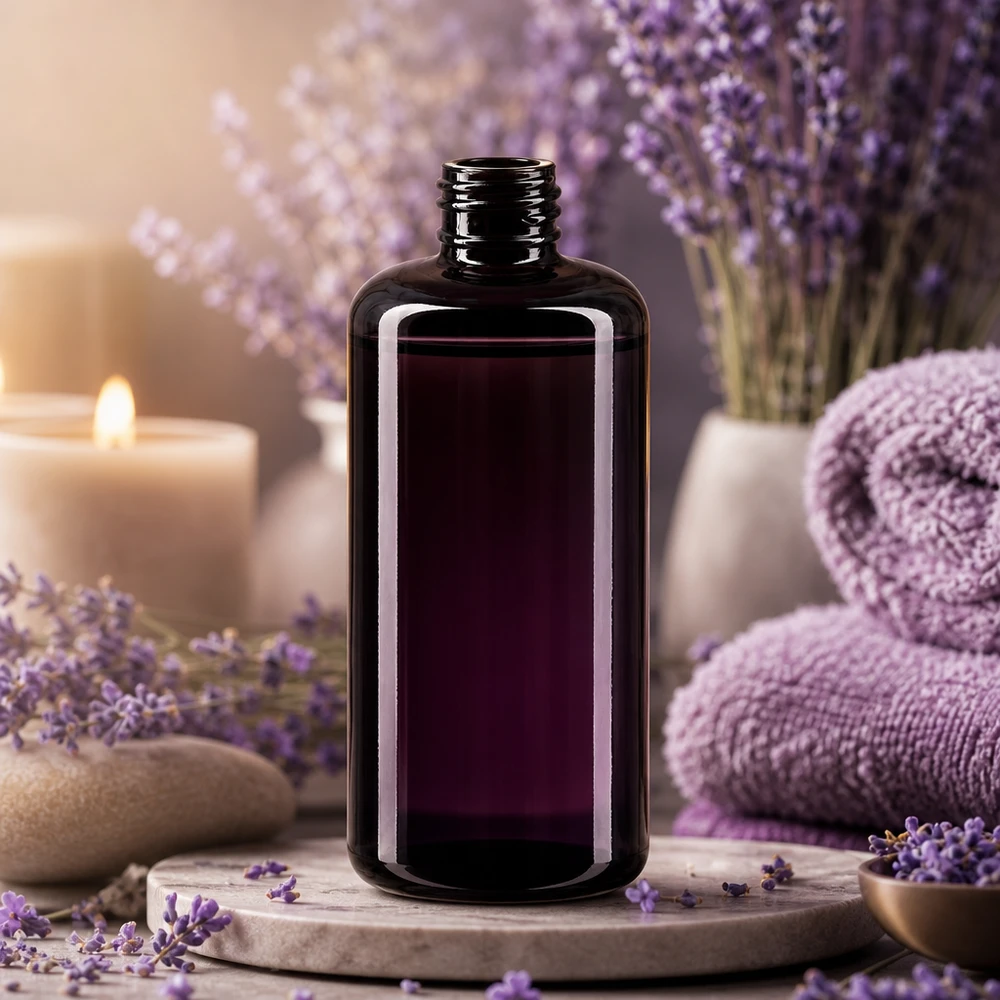200ml Violettglas Kosmetikflasche Draco Miron für professionelle Aromatherapie und Naturkosmetik im Fachhandel