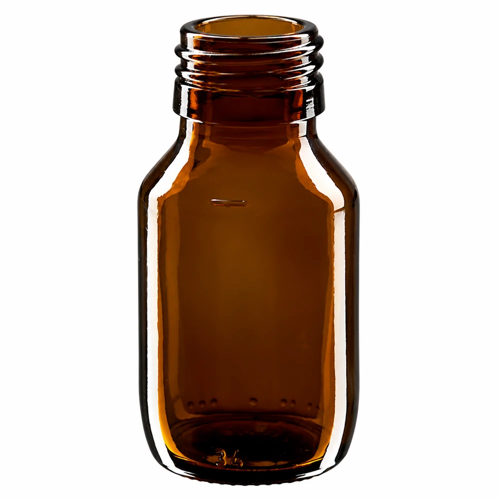 50ml Medizinflasche braun, ohne Verschluss PP28 ApoGlas 50ml Medizinflasche braun Glas ohne Verschluss PP28 für professionelle Anwendung im medizinischen Bereich