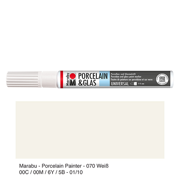 Malstift weiß 1-2mm für Glas/Porzellan