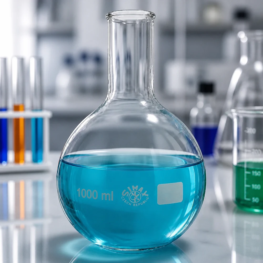 Stehkolben 1000ml Enghals aus Borosilikatglas für professionelle Laboranwendungen bei Pacadura.de