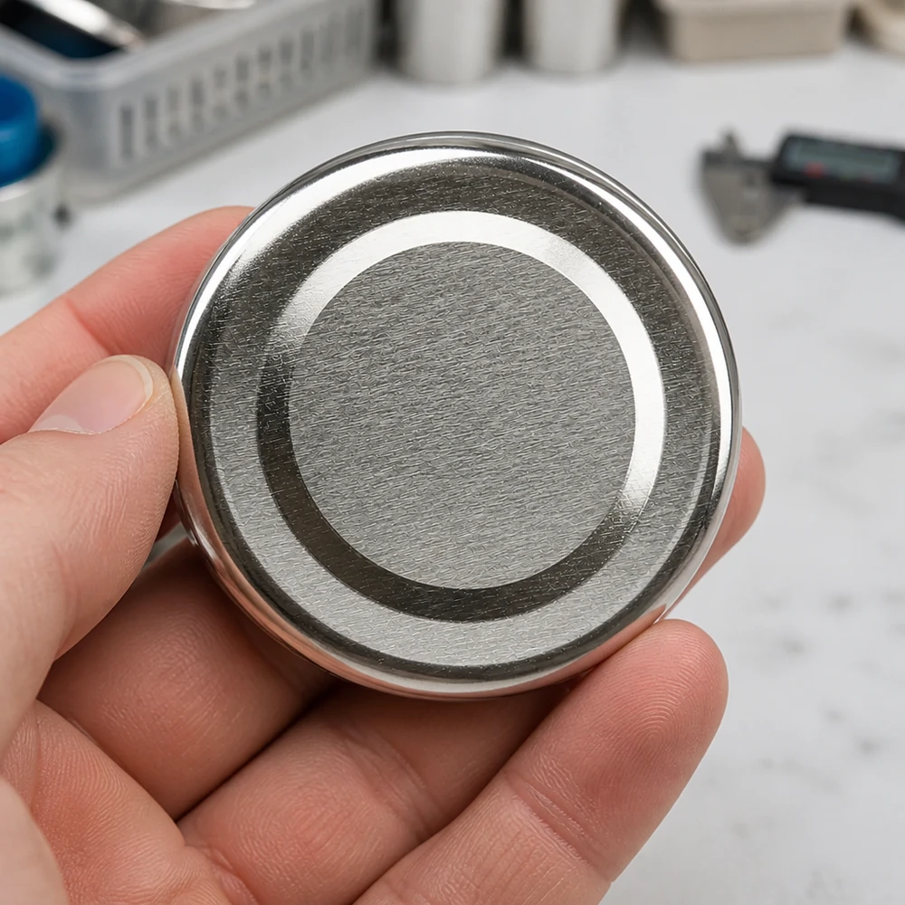 48mm BasicSeal Deckel silber (TO48) UNiTWIST 48mm TO48 BasicSeal Twist-Off-Deckel silber aus Weißblech für gewerbliche Abfüllung Pacadura