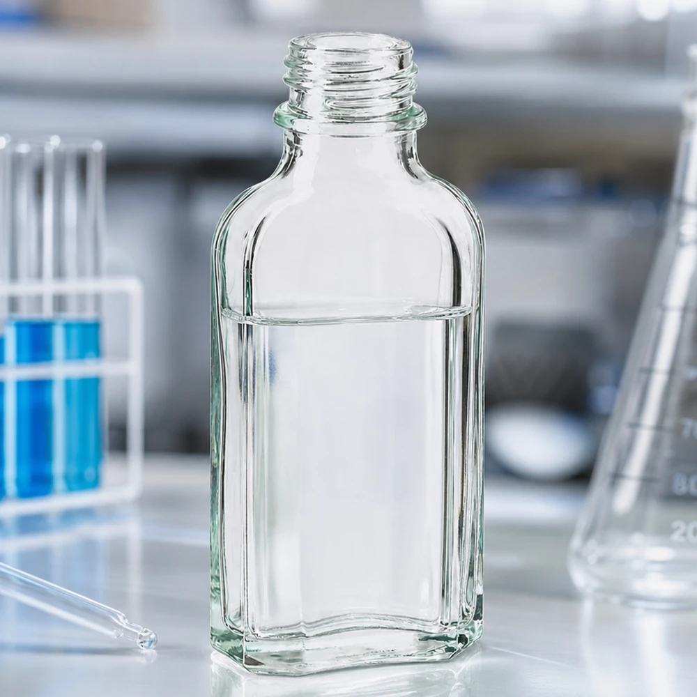 50 ml Meplatflasche klar aus Glas mit DIN22 Gewinde für professionellen Labor- und Gewerbeeinsatz