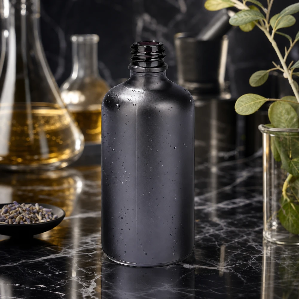 100ml Apothekerflasche BlackLine aus schwarzem Glas UT18/100 UNiTWIST für professionelle Anwendungen