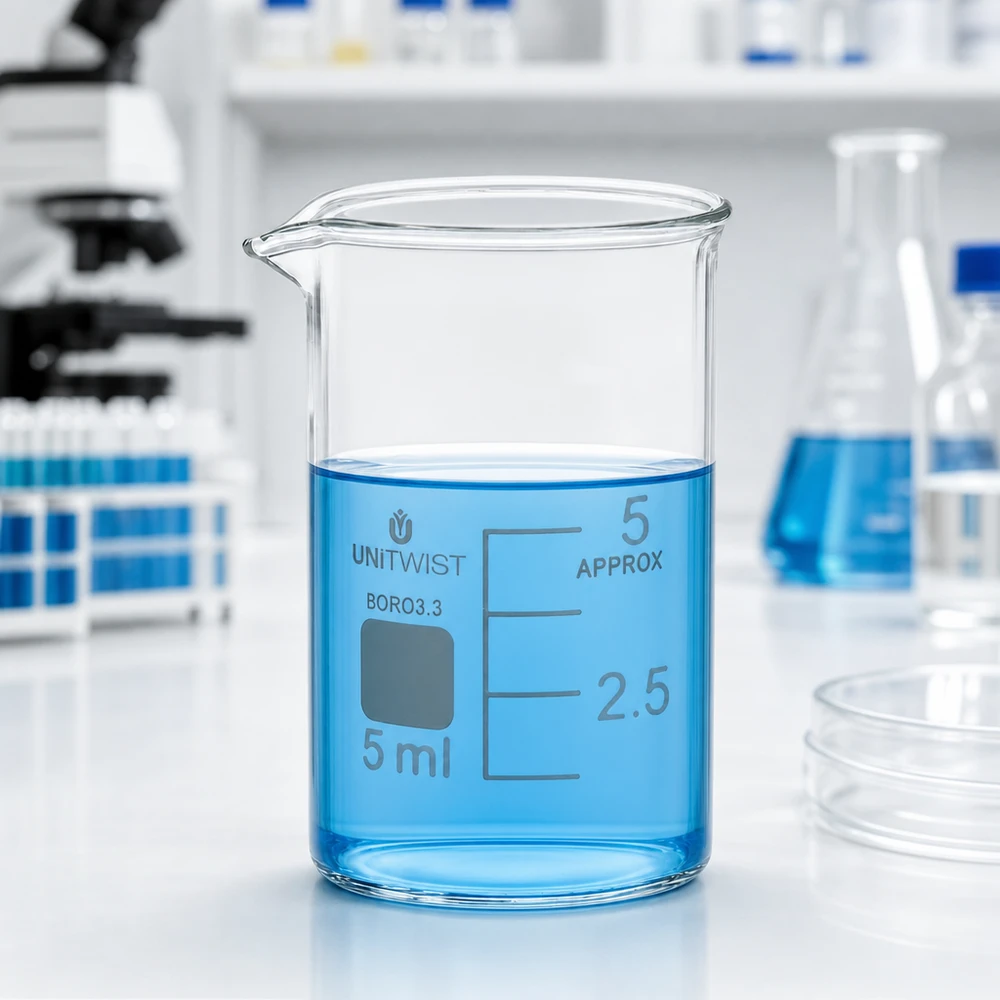 Becherglas 5ml Borosilikat, niedrige Form UNiTWIST Becherglas 5ml Borosilikat 3.3 niedrige Form UNiTWIST für professionellen Laboreinsatz