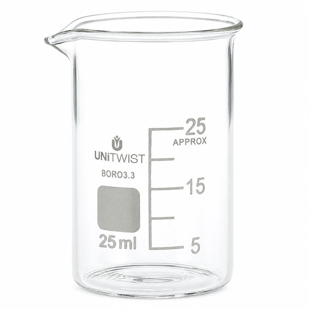 Becherglas 25ml Borosilikat 3.3 niedrige Form UNiTWIST für professionellen Laboreinsatz