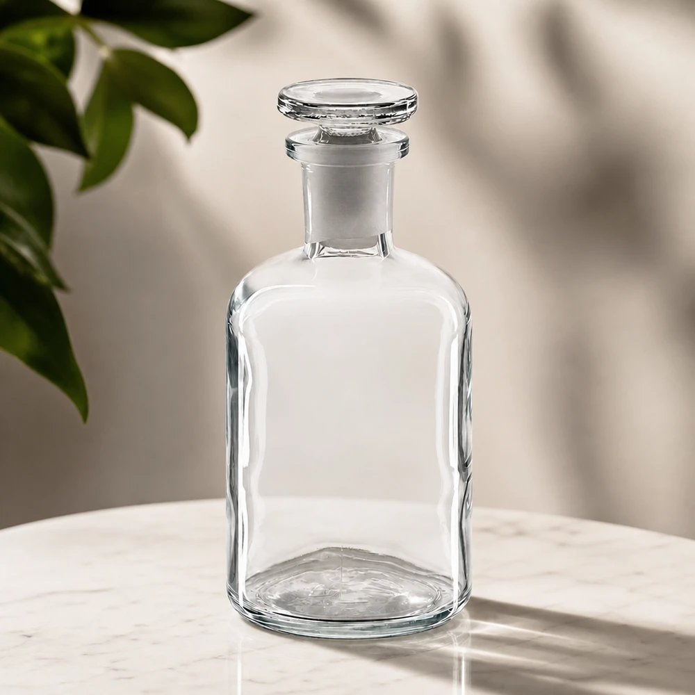 Rundschulterflasche 100ml klar Enghals mit Glasstopfen für professionelle Abfüllung Labor Pharma