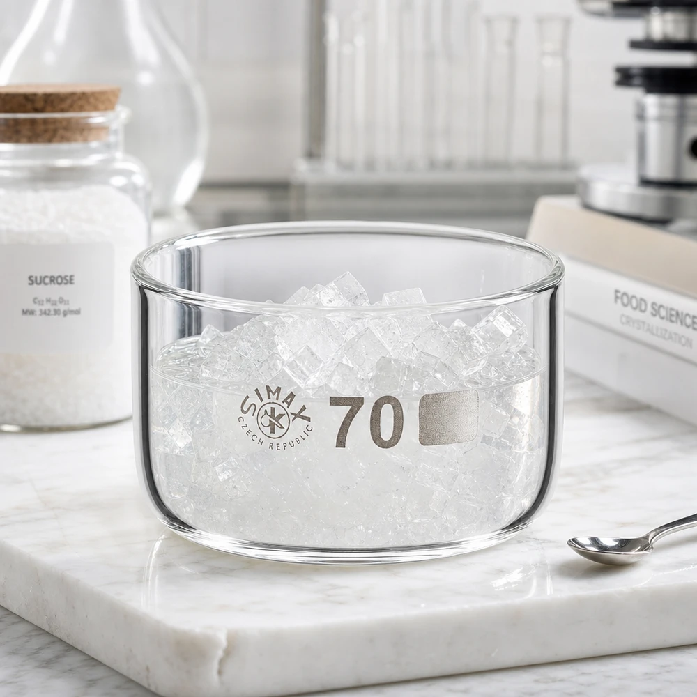 Kristallisierschale 100ml Borosilikatglas ø70mm ohne Ausguss für Labor und Lebensmittelproduktion