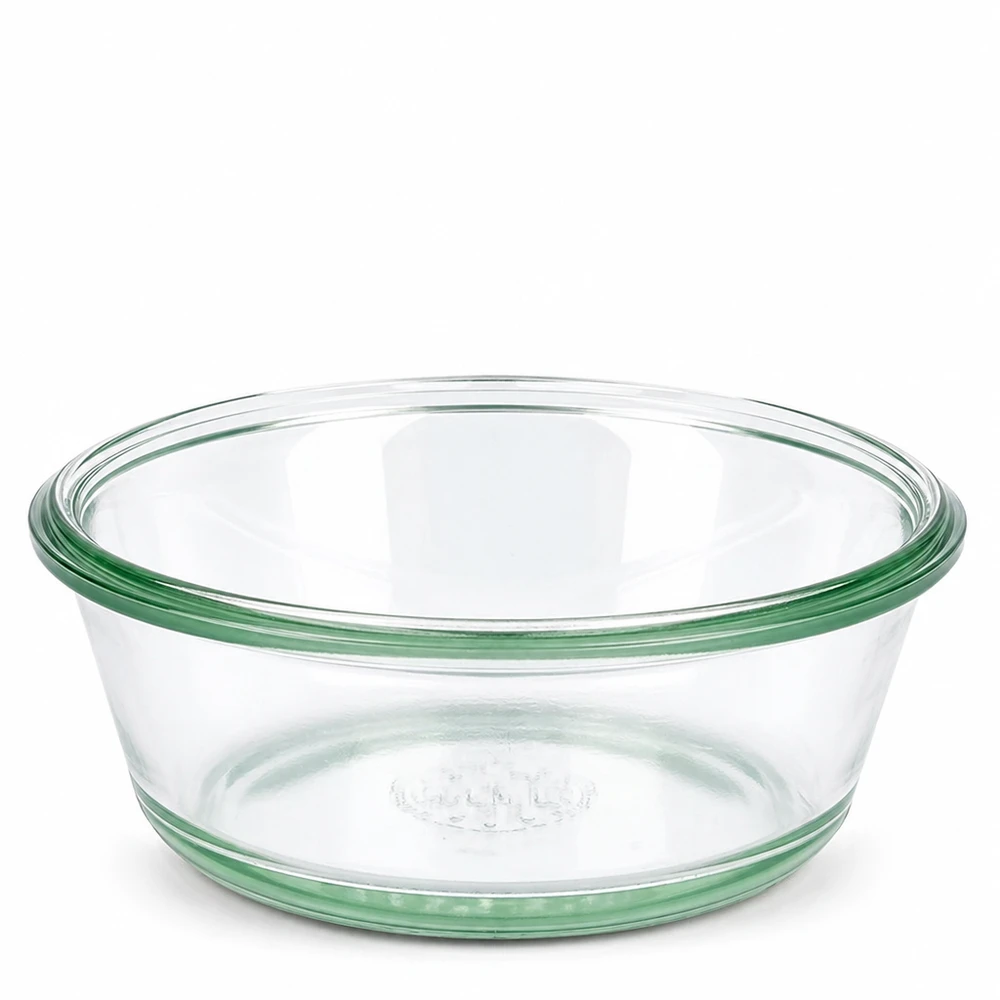 WECK Gourmetglas 300ml RR120 Einmachglas transparent mit grünem Rand aus Borosilikatglas für Einkochen
