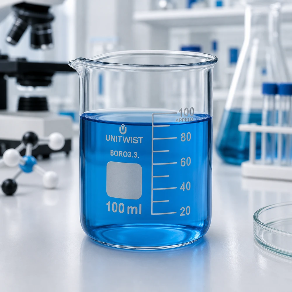 Becherglas 100ml Borosilikat niedrige Form UNiTWIST für professionellen Laboreinsatz im Fachhandel