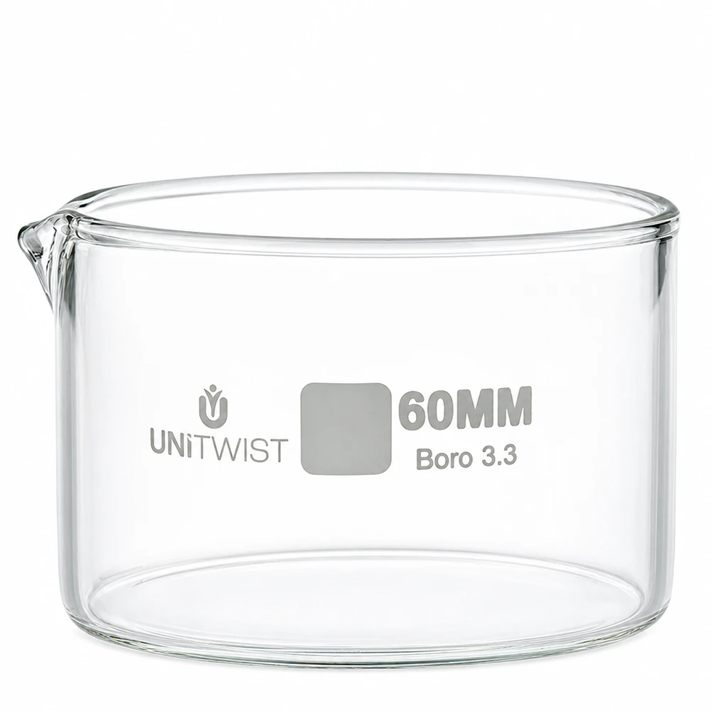 Kristallisierschale 60mm Borosilikatglas 3.3 UNiTWIST für Labor und Gewerbe hitzebeständig transparent
