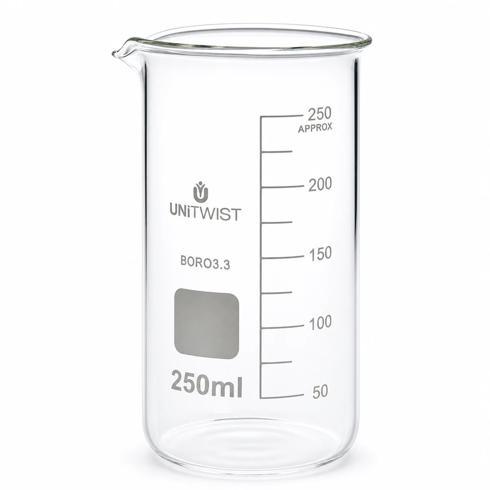 Becherglas 250ml Borosilikat 3.3 hohe Form UNITWIST für Labor und Gewerbe graduiert