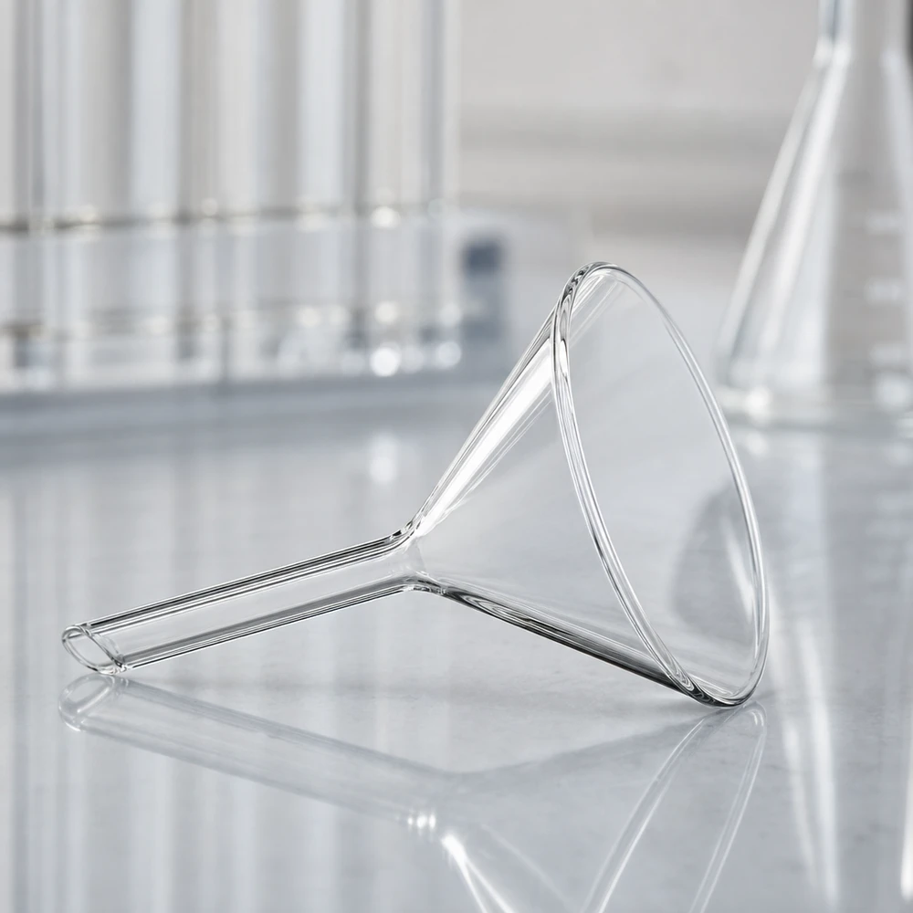 Trichter ø35mm Kalk-Soda, Winkel 60°, Kurzstil Glastrichter 35mm Durchmesser Kalk-Soda-Glas 60° Winkel Kurzstiel für professionelle Laboranwendungen