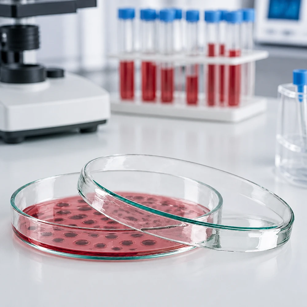 Petrischale 100x10mm aus Glas für professionelle Laboranwendungen mit Bakterienkultur im Fachhandel