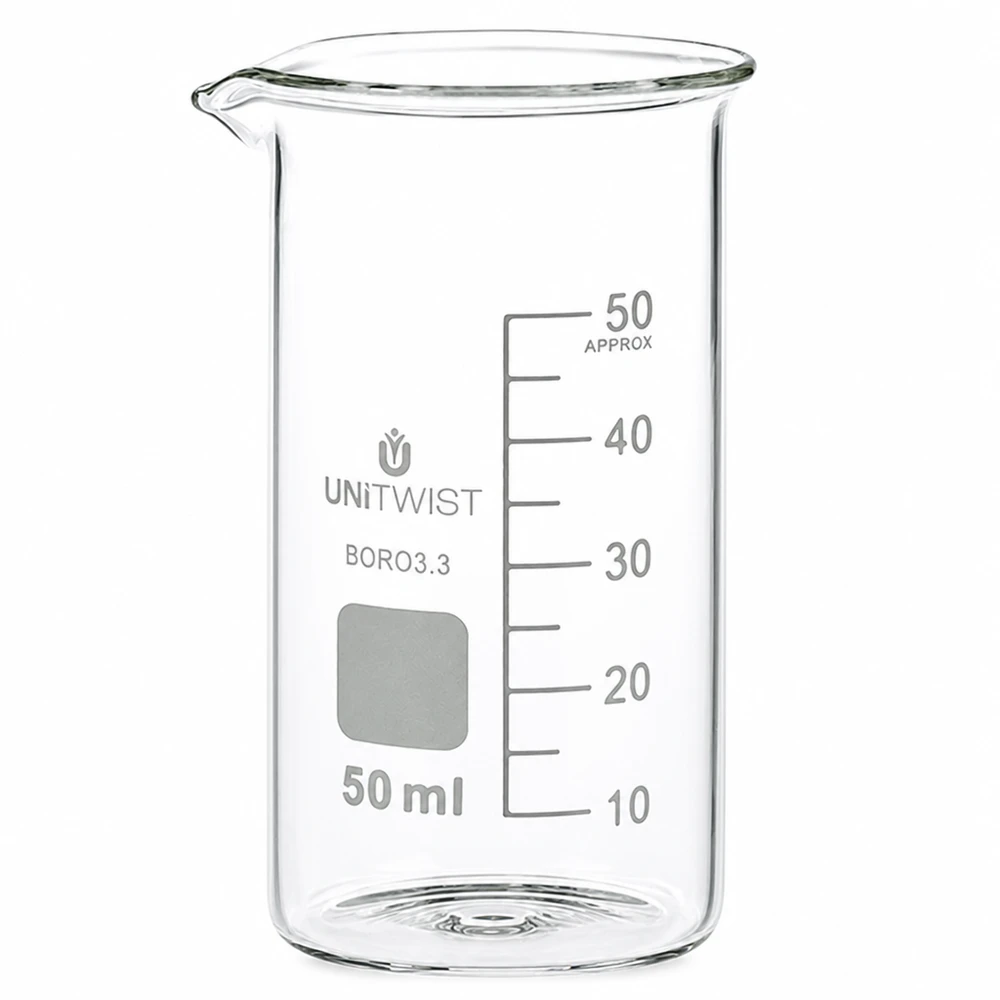 Becherglas 50ml Borosilikat, hohe Form UNiTWIST Becherglas 50ml Borosilikat hohe Form UNITWIST für Labor und Gewerbe mit ml-Skala