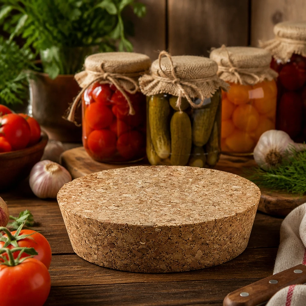 Korken für Öffnung 75mm WECK RR80 (ø72/82, H=20mm) WECK Korken RR80 Naturkork Verschluss in rustikaler Küche mit Einmachgläsern Gemüse Tomaten dekorative Anwendung