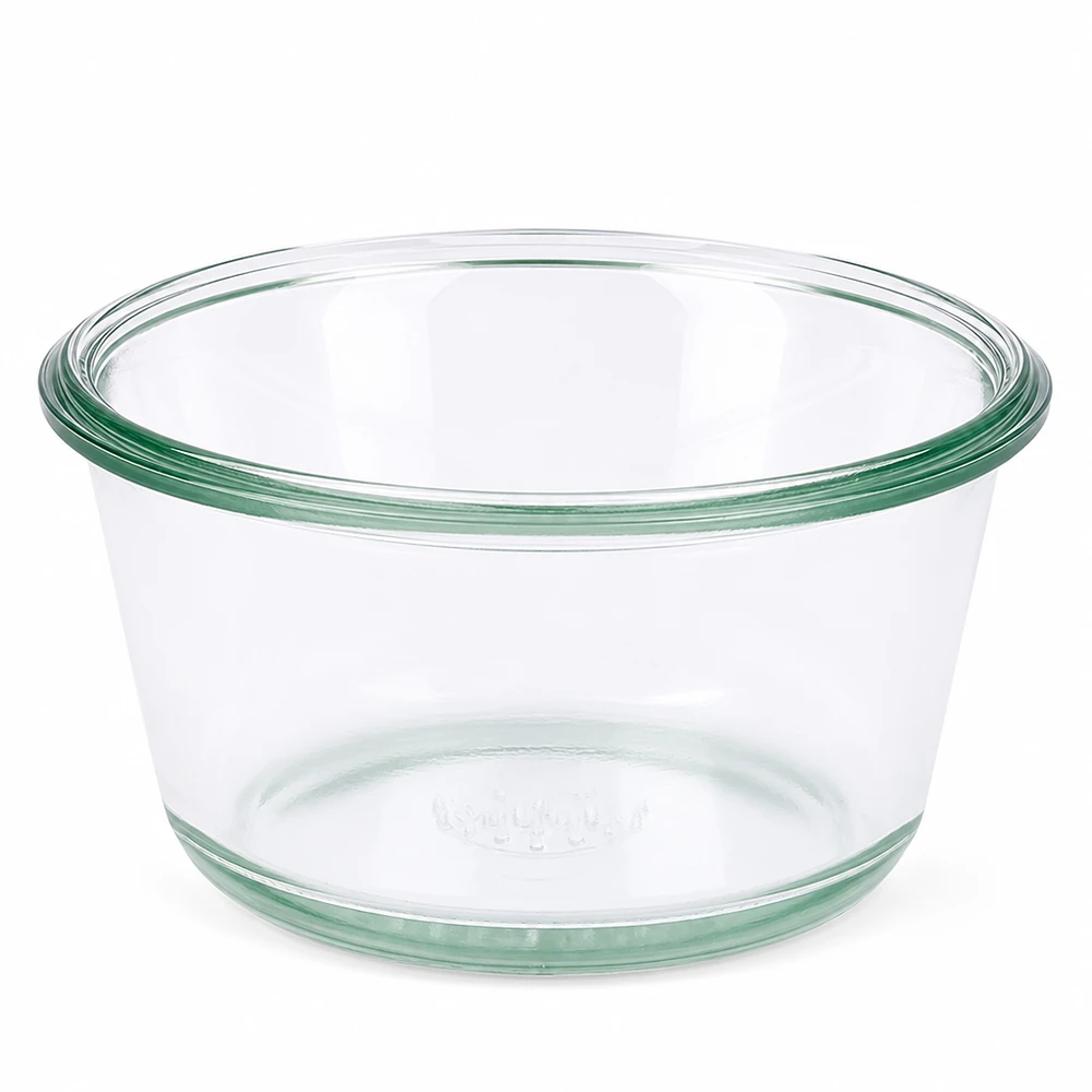 WECK Gourmetglas 290ml RR100 rundes Einmachglas aus Glas transparent leer auf weißem Hintergrund