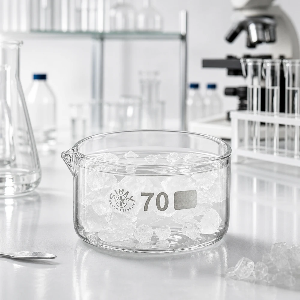 Kristallisierschale 100ml Borosilikatglas ø70mm mit Ausguss für Labor und Industrie von SIMAX