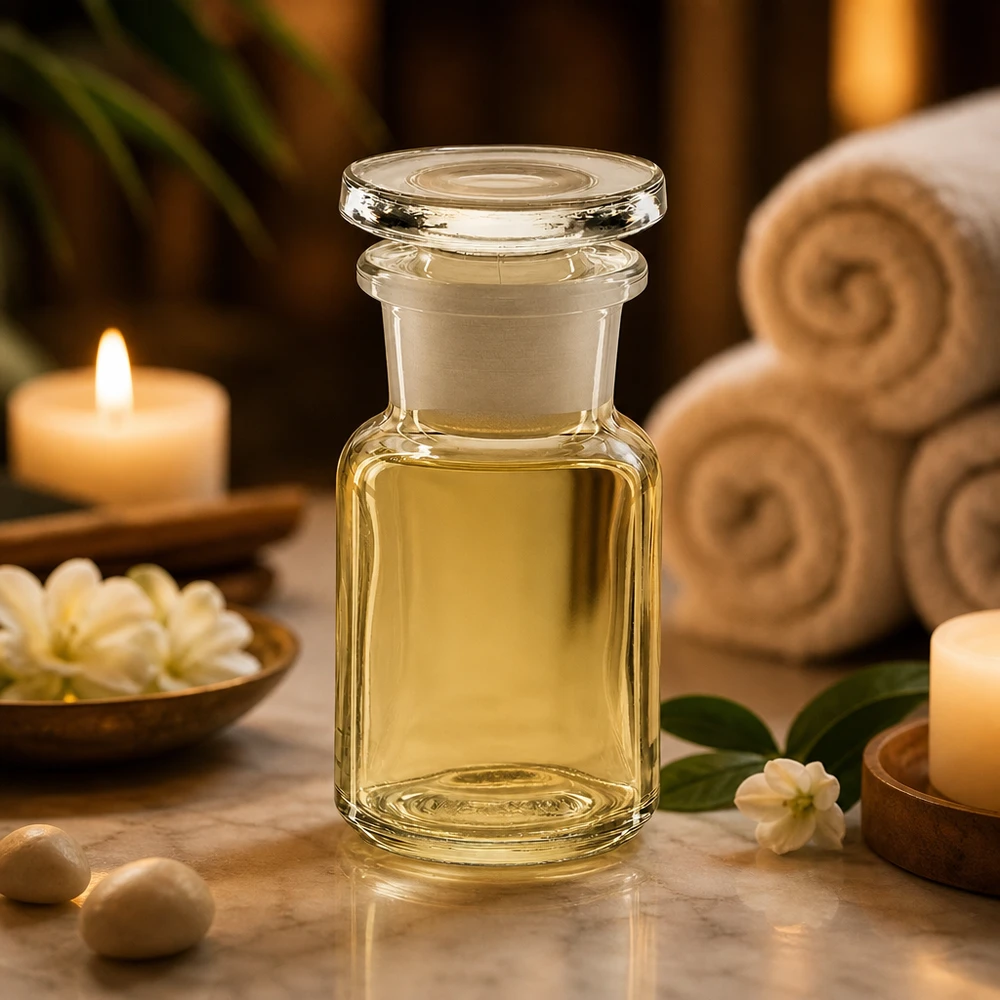 Rundschulflasche 50ml klar Weithals mit Glasstopfen für professionellen Einsatz in Pharmazie und Kosmetik