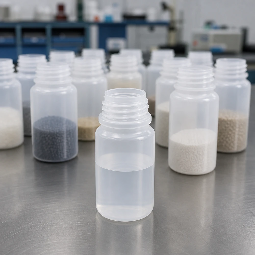 50ml Laborflasche Weithals ohne Verschluss 50ml Weithals-Laborflasche aus LDPE transparent ohne Verschluss für professionellen Laboreinsatz