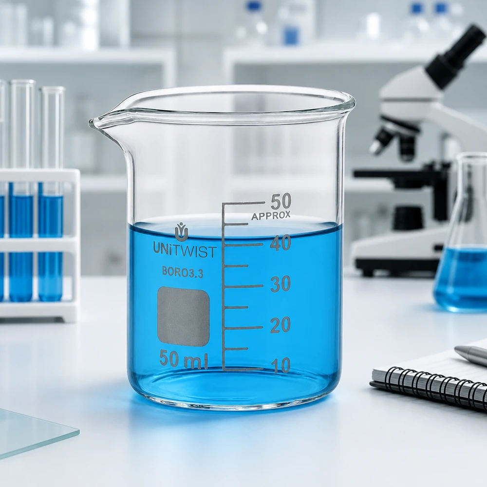 Becherglas 50ml Borosilikat niedrige Form UNiTWIST für Labor und Gewerbe BORO3.3