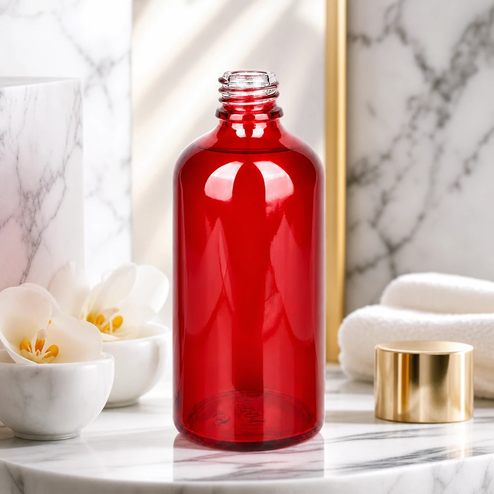 100ml Apothekenflasche RedLine Glas UT18/100 UNiTWIST rot für professionelle Anwendung Kosmetik Pharma