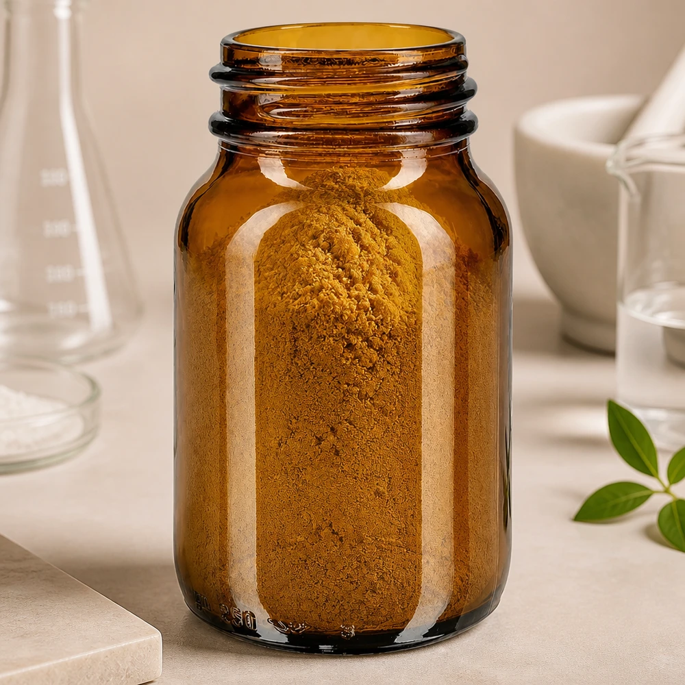 250ml Weithalsflasche Braunglas 250ml Braunglas Weithalsflasche für professionelle Lagerung von Pulvern und Gewürzen im Fachhandel