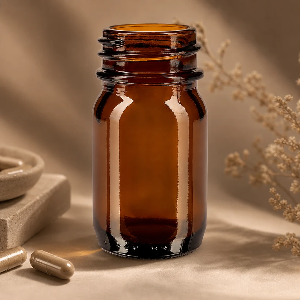 30ml Weithalsflasche aus Braunglas für professionelle Lagerung und Abfüllung im Fachhandel bei Pacadura