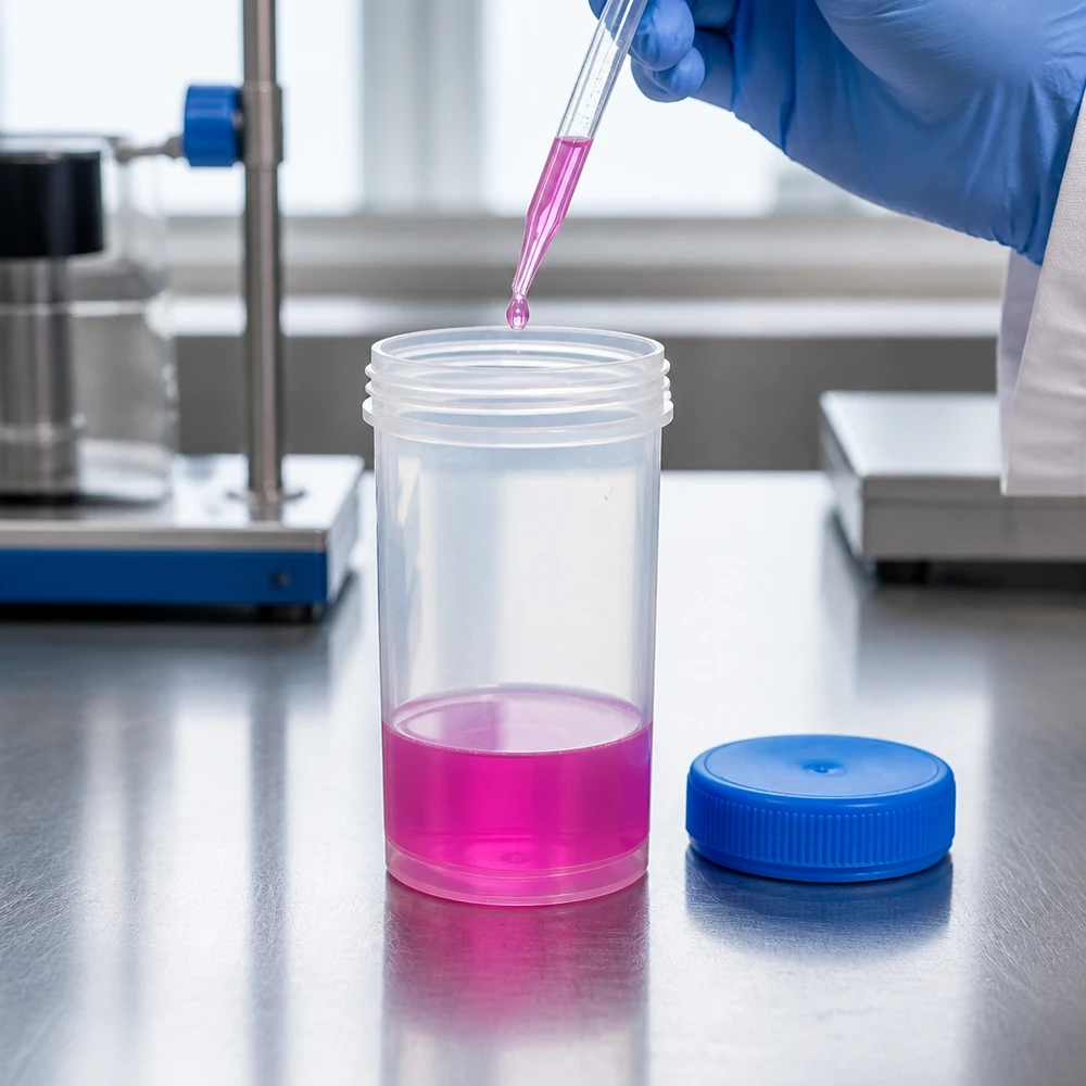 Universelle Kunststoffdose 100ml Pathogefäß mit blauem Schraubdeckel für professionellen Laboreinsatz