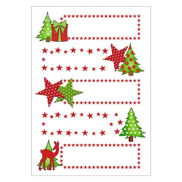 Sticker "Sterne & Tanne" (10 Aufkl. mit Glitzer)