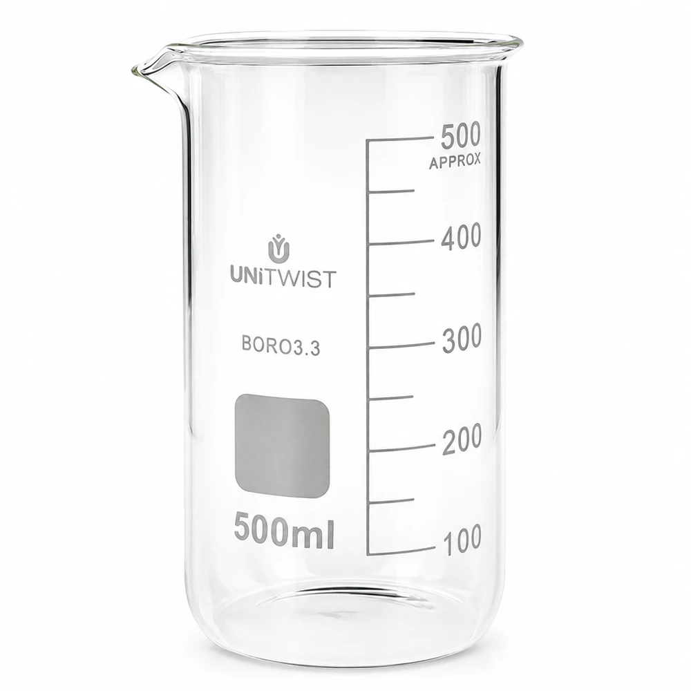 Becherglas 500ml Borosilikat, hohe Form UNiTWIST Becherglas 500ml Borosilikat hohe Form UNITWIST für Labor und Gewerbe graduiert hitzebeständig