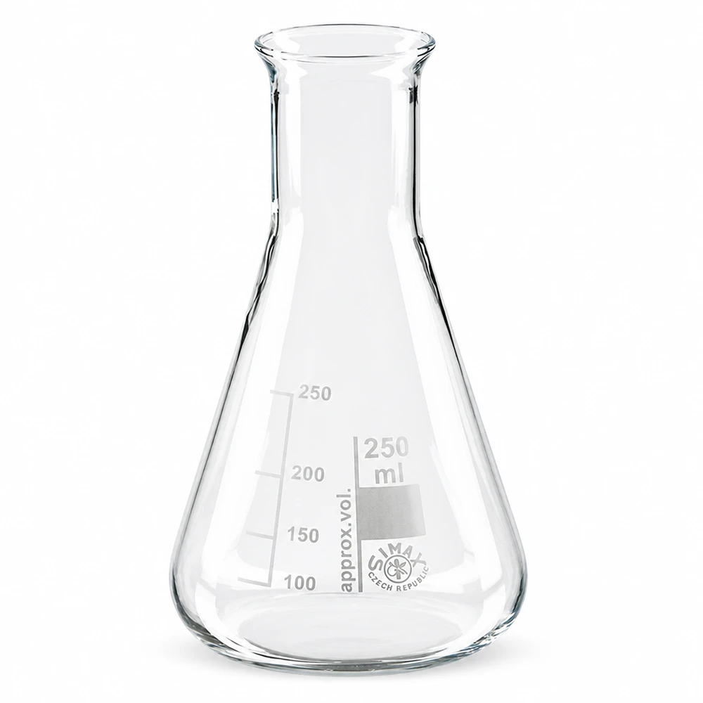 Erlenmeyerkolben 250ml Enghals aus Borosilikatglas für Laborbedarf und professionelle Anwendungen