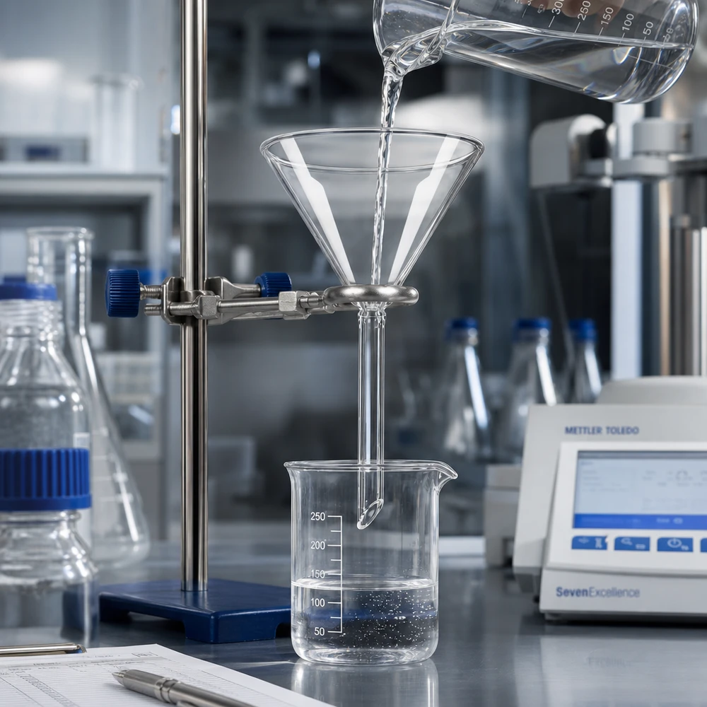 Labortrichter Kalk-Soda-Glas 70mm Durchmesser 60° Winkel Kurzstiel für professionelle Filtration im Labor