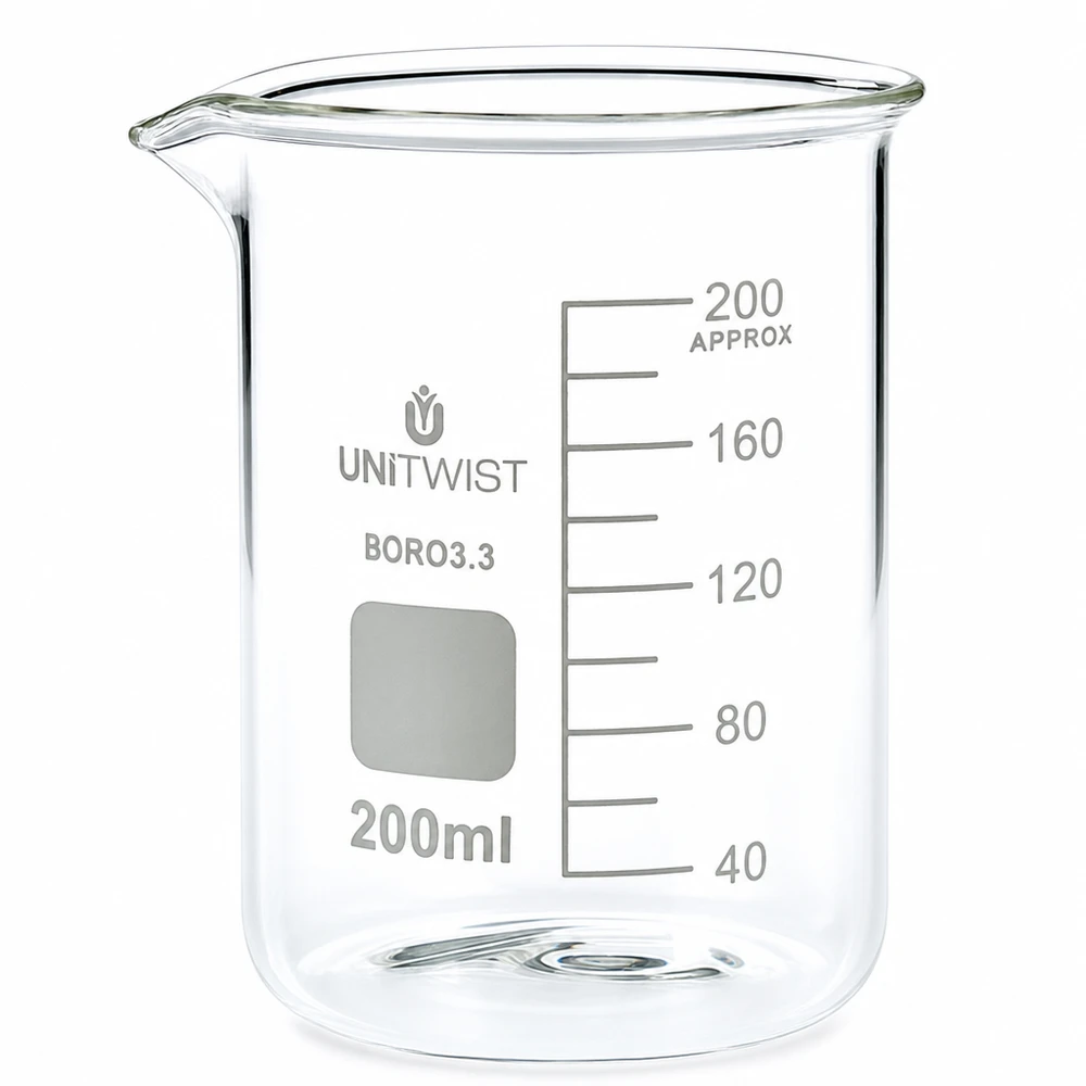 Becherglas 200ml Borosilikat 3.3 niedrige Form UNiTWIST für Labor und Gewerbe