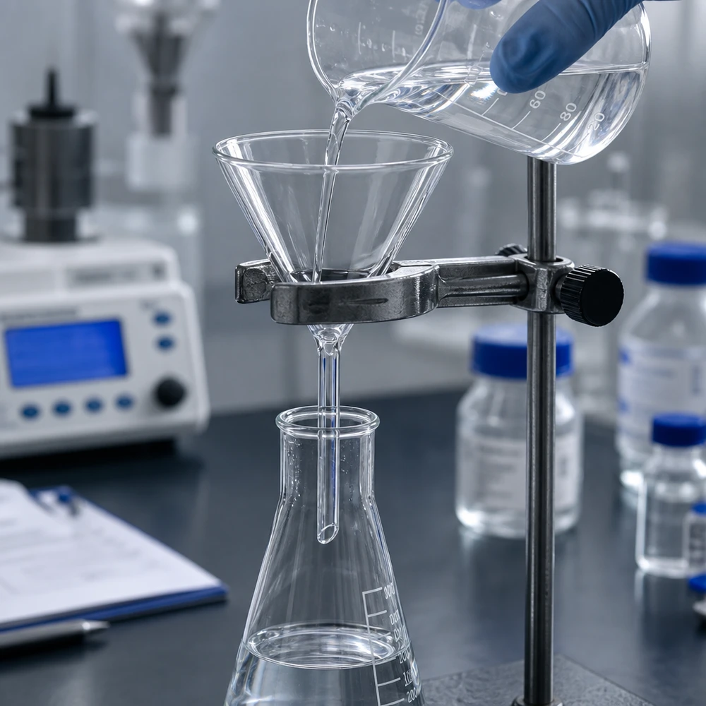 Labortrichter 80mm Kalk-Soda-Glas 60° Winkel Kurzstiel für professionelle Filtration und Stofftrennung im Labor