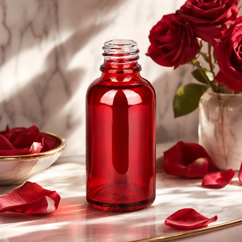 30ml Apothekenflasche RedLine UT18/30 UNiTWIST 30ml Apothekenflasche RedLine UT18/30 UNiTWIST aus rotem Glas für professionelle Anwendung im Fachhandel