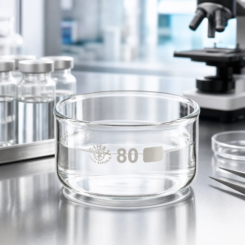 Kristallisierschale 150ml aus Borosilikatglas ohne Ausguss Durchmesser 80mm für Labor und Gewerbe