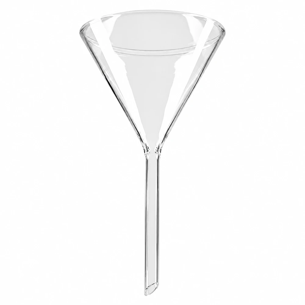 Trichter ø100mm Kalk-Soda, Winkel 60°, Kurzstil Glastrichter Kalk-Soda 100mm Durchmesser 60° Winkel Kurzstiel für professionelle Laboranwendung bei Pacadura