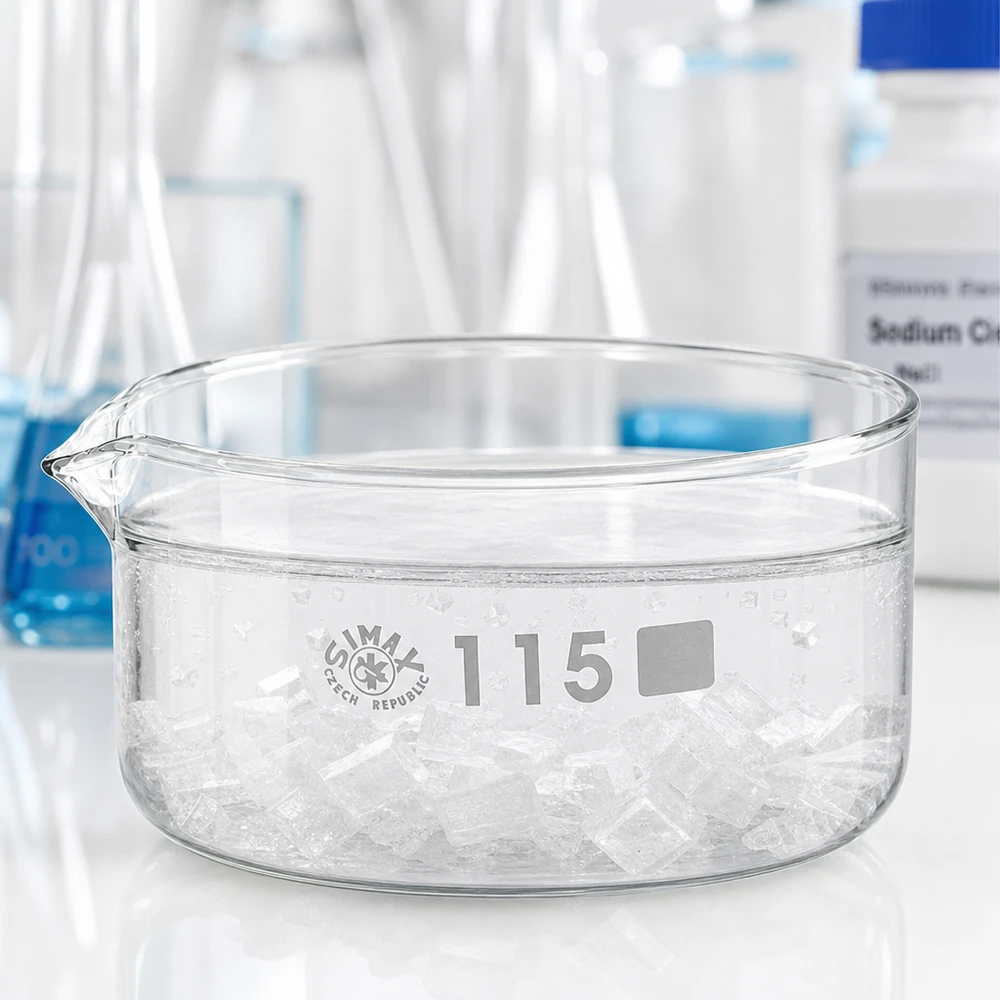 Kristallisierschale 500ml Borosilikatglas Ø115mm mit Ausguss für Labor und Industrie Simax