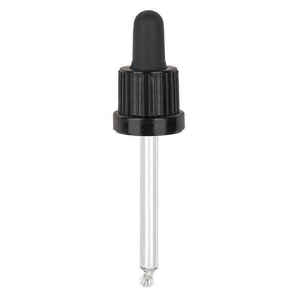 Glas-Tropfpipette, schwarz/schwarz PL63 Originalitätsverschluss II