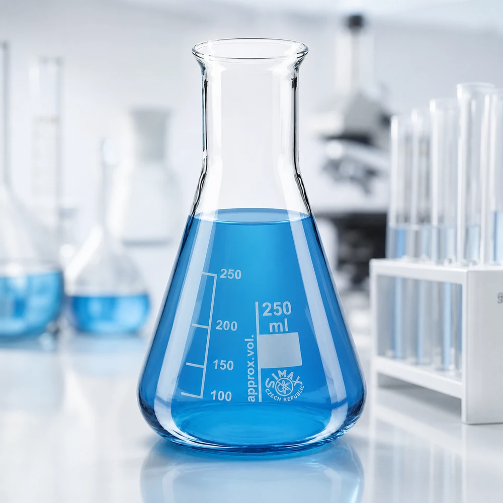 Erlenmeyerkolben 250ml Enghals aus Borosilikatglas für professionelle Laboranwendungen bei Pacadura.de