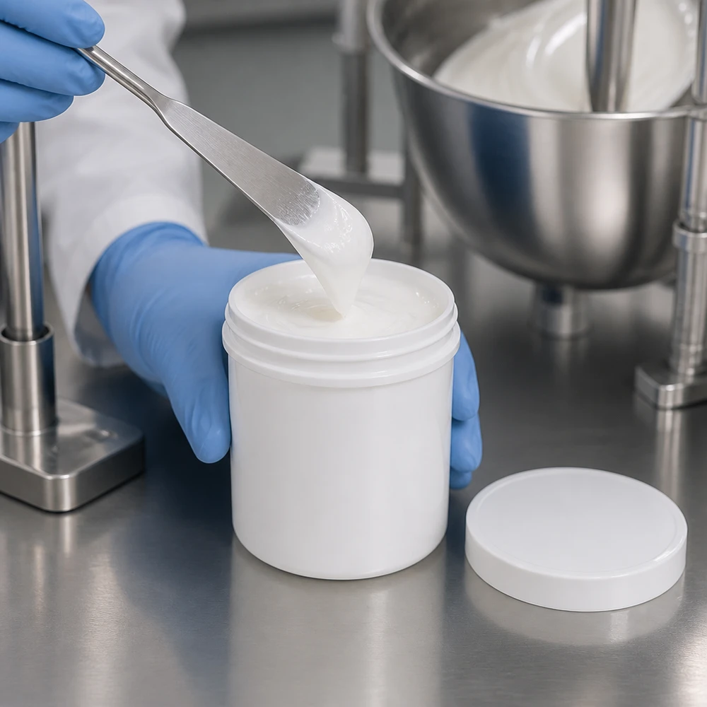 Salbenkruke 10g weiß mit weißem Schraubdeckel (Polypropylen) Salbenkruke 10g weiß PP mit Schraubdeckel für pharmazeutische und kosmetische Abfüllung