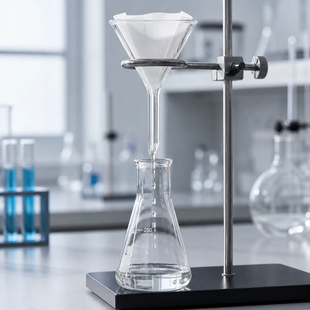 Labortrichter 45mm Kalk-Soda-Glas 60° Winkel Kurzstiel für professionelle Filtration und Umfüllung im Labor