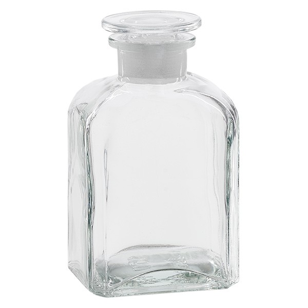 Vierkantflasche 500ml klar Weithals Glasstopfen Vierkantflasche 500ml klar Weithals Glasstopfen