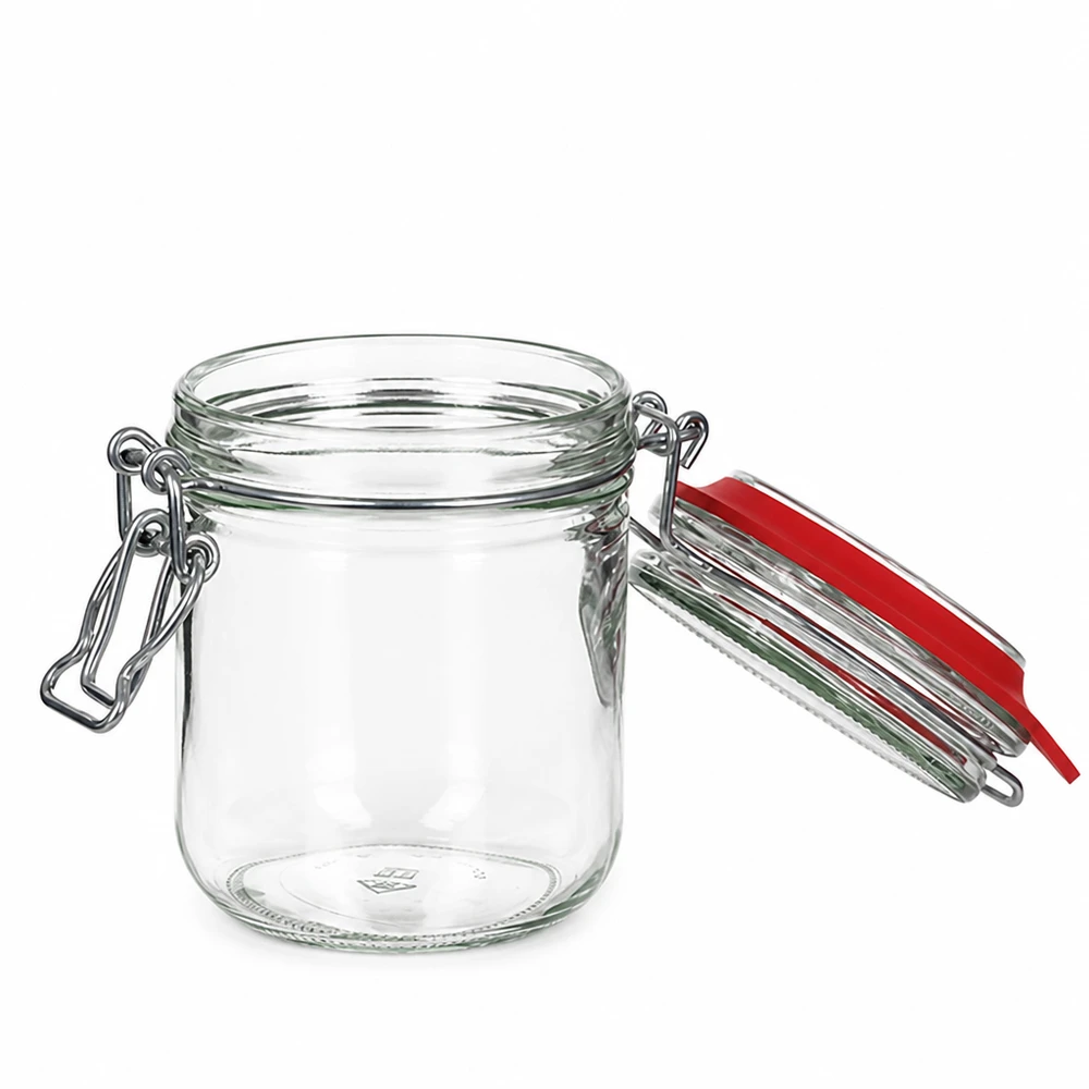 400ml Vorratsglas mit Bügelverschluss für professionelle Lagerung - Glasdose mit rotem Dichtungsring für Gewerbebetriebe