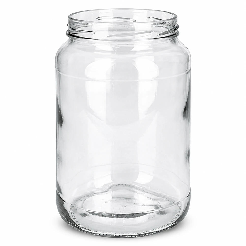 1700ml Rundglas ohne Deckel (TO100) UNiTWIST Leeres UNiTWIST Runda1700 Sturzglas 1700ml TO100 Einmachglas transparent ohne Deckel auf weißem Hintergrund